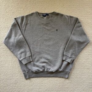 Ralph Lauren Crewneck Sweater in Heather Gray with Black Pony